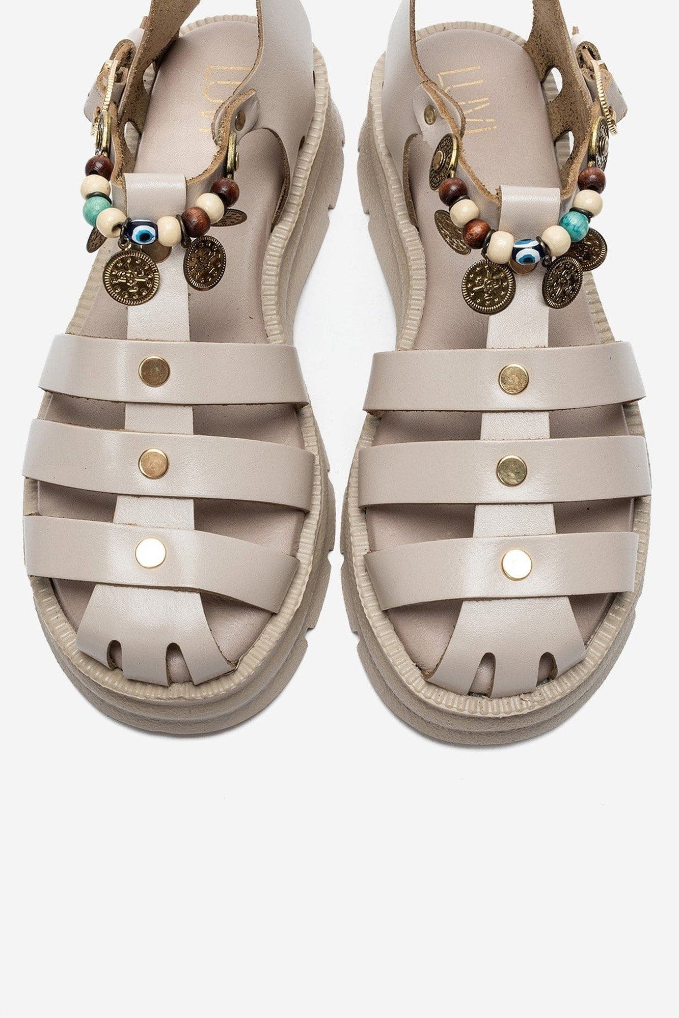 Solis Leather Beaded Sandal, Alternate, color, Cream
