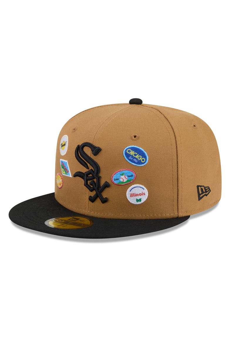Men's New Era Tan Chicago White Sox Fruit Sticker 59FIFTY Fitted Hat, Alternate, color, Tan