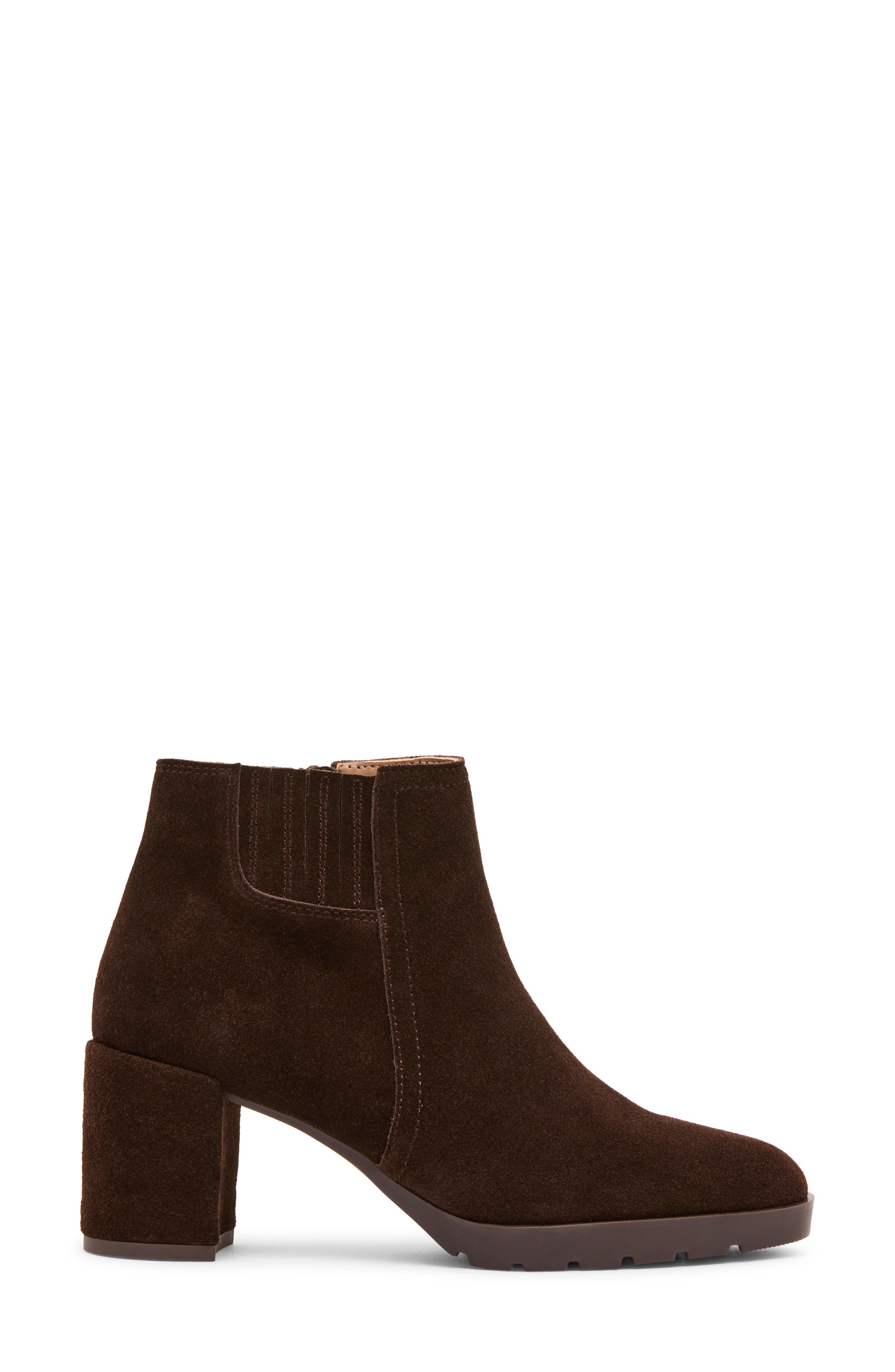 Genevive Waterproof Bootie, Alternate, color, CHOCOLATE SUEDE