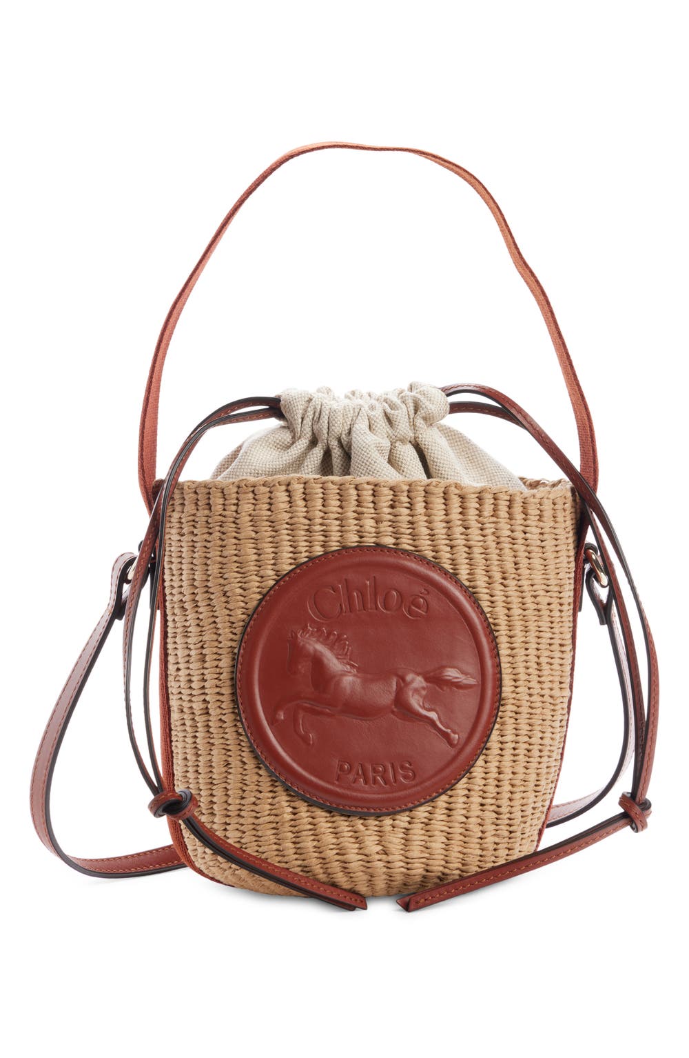Small Horse Medal Basket Bag, color, 27S SEPIA BROWN