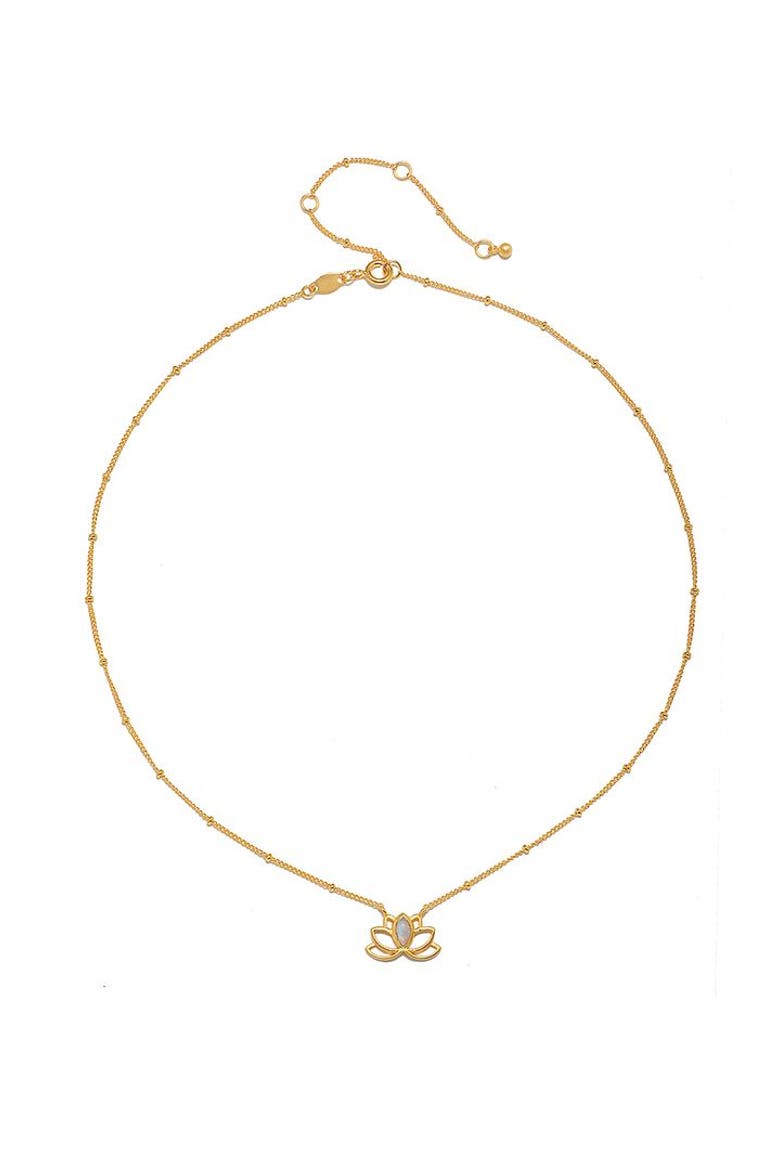 Cultivate Intuition Lotus Moonstone Necklace, Alternate, color, Gold