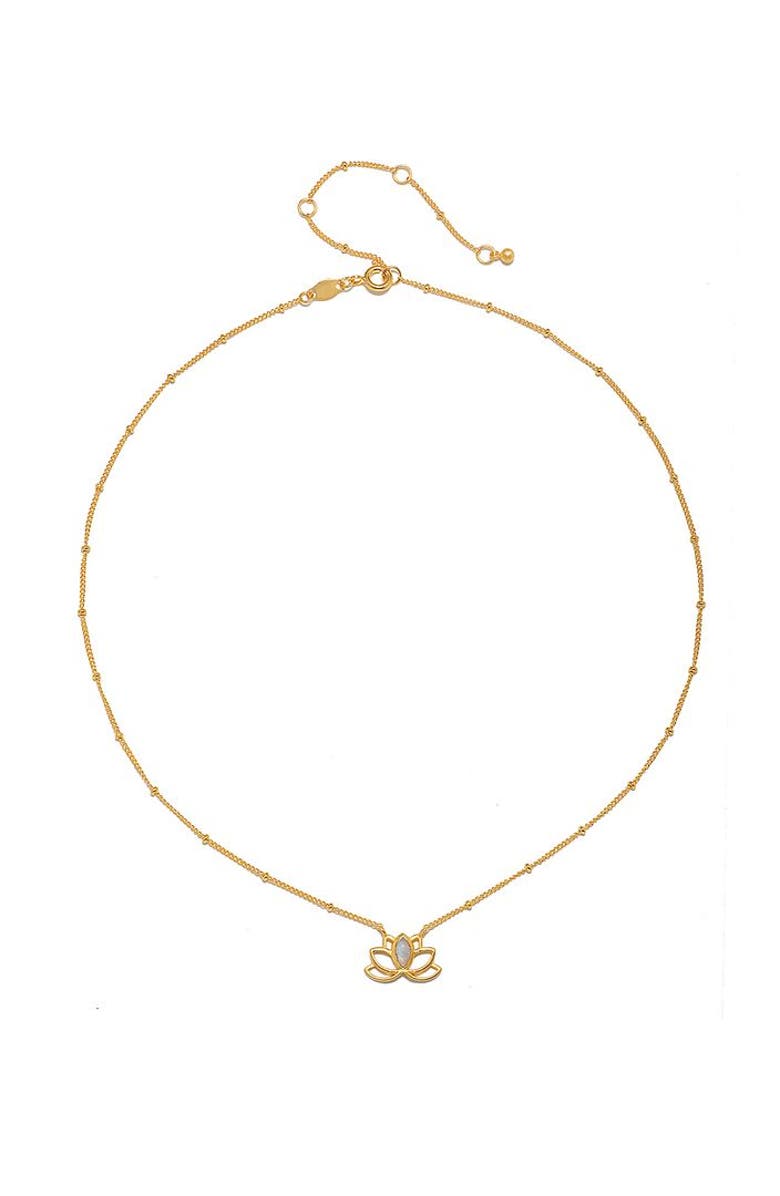 Satya Jewelry Cultivate Intuition Lotus Moonstone Necklace, Alternate, color, Gold