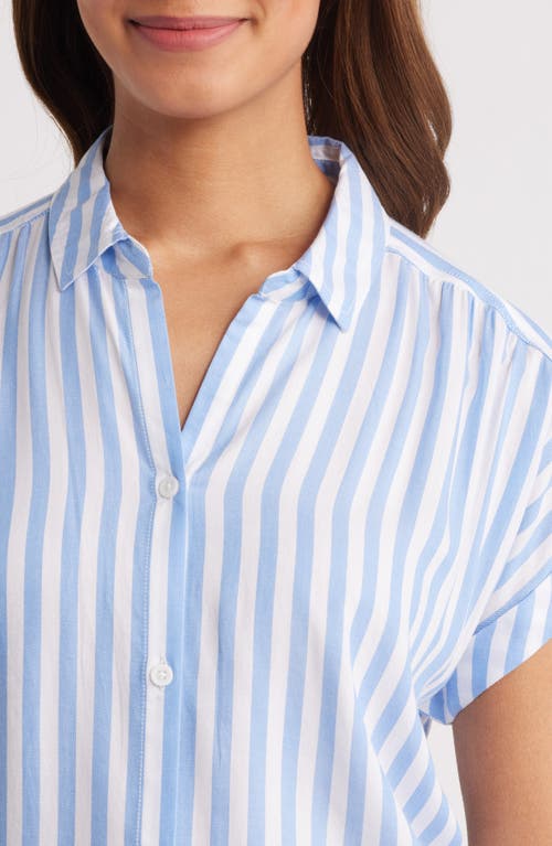 BEACHLUNCHLOUNGE BEACHLUNCHLOUNGE DARIA STRIPE SHORT SLEEVE BUTTON-UP SHIRT 