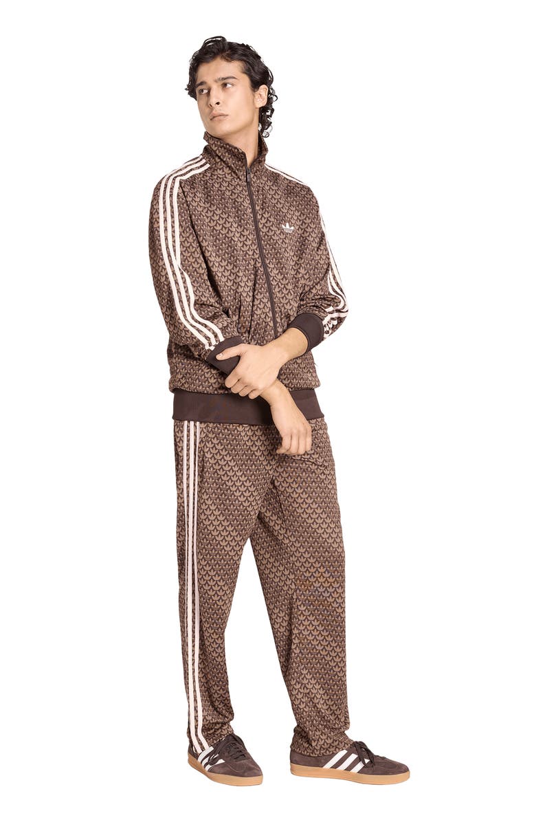 adidas Monogram Firebird Recycled Polyester Track Jacket, Alternate, color, Coffee/ Earth / Sandy Pink