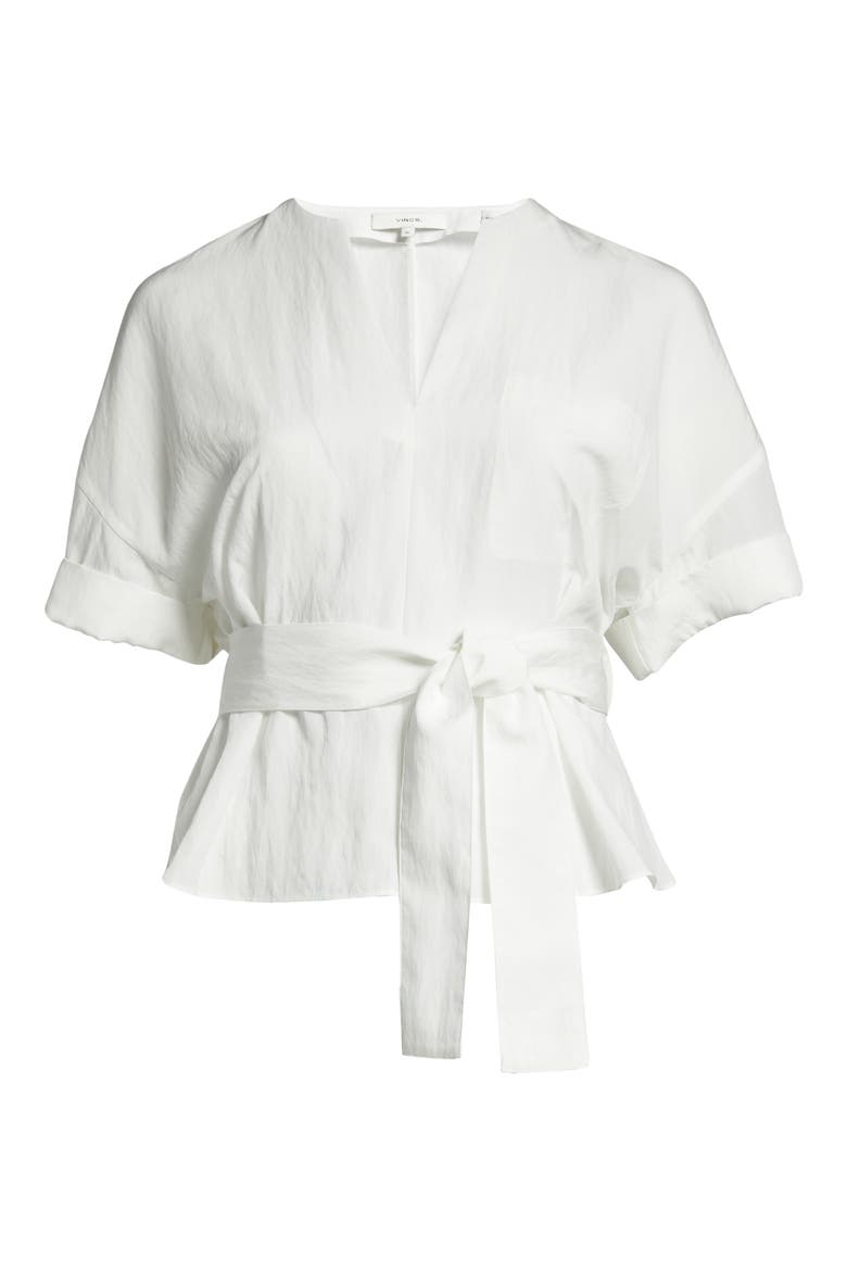 Tie Waist Blouse, Alternate, color, OFF WHITE