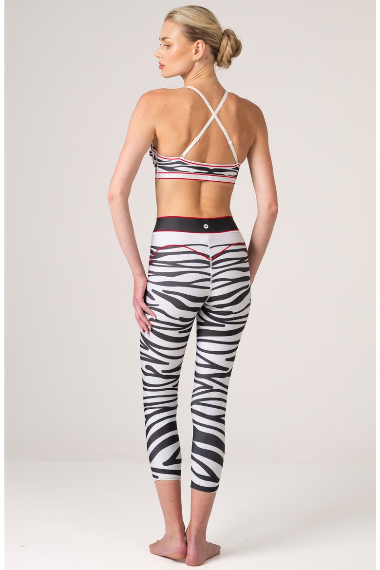 Zebra Stripe High-Waisted 7/8 Leggings, Alternate, color, White