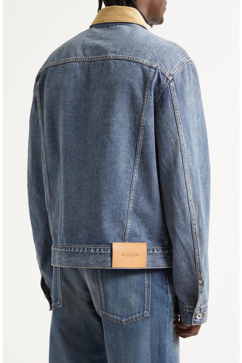 Corduroy Collar Denim Trucker Jacket, Alternate, color, MID BLUE