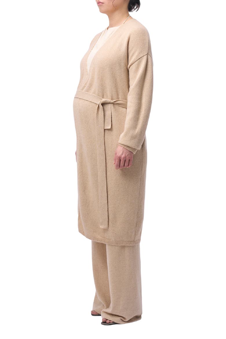Wide-Leg Knitted Maternity Cashmere Pants, Alternate, color, beige