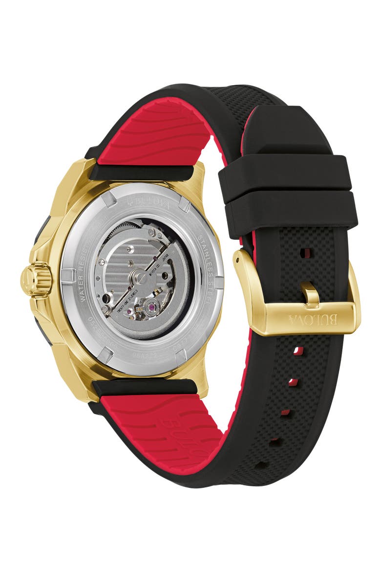 Marine Star Series A Silicone Strap Watch, 44mm, Alternate, color, GOLD-TONE