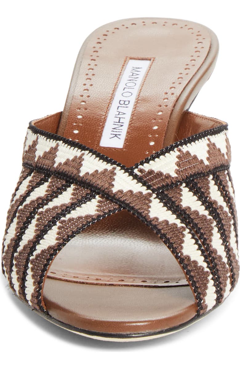 Manolo Blahnik Trofesamu Slide Sandal, Alternate, color, Brown/ Cream