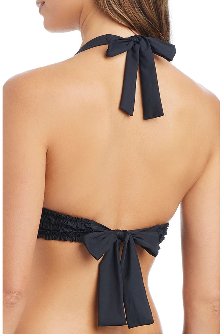 Ruffle Halter Bikini Top, Alternate, color, BLACK