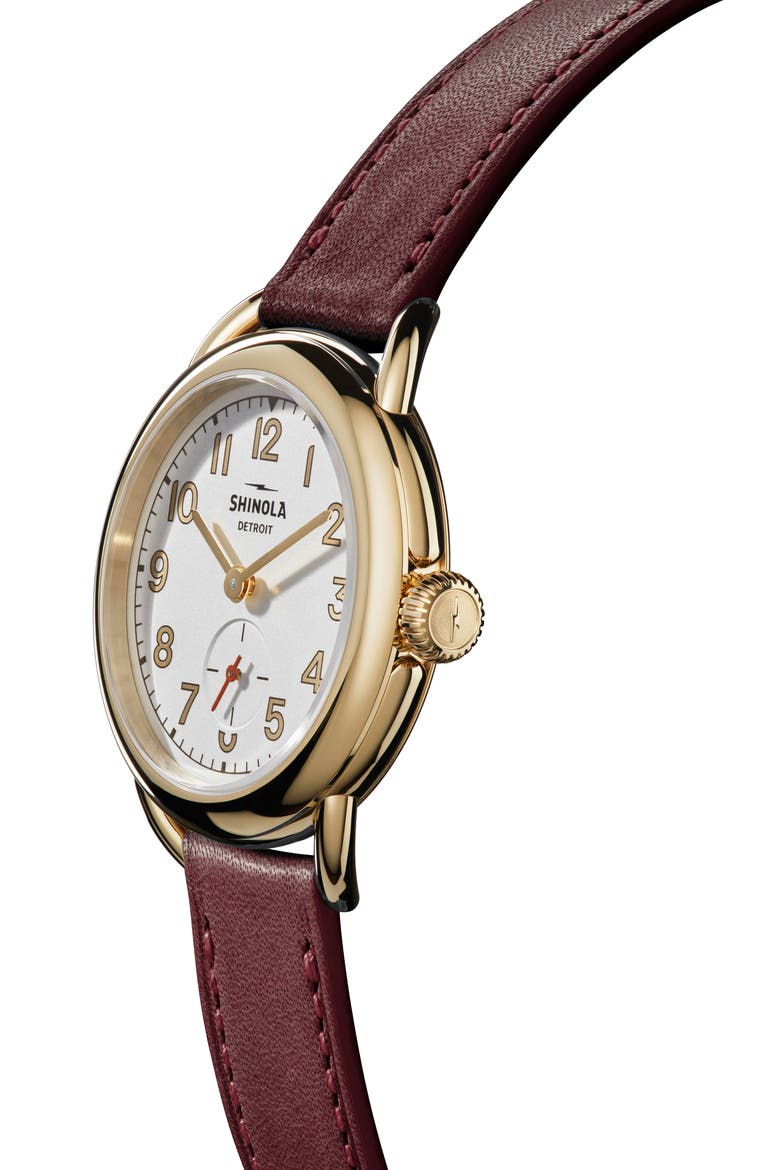 Runabout Leather Strap Watch, 36mm, Alternate, color, OXBLOOD LEATHER STRAP