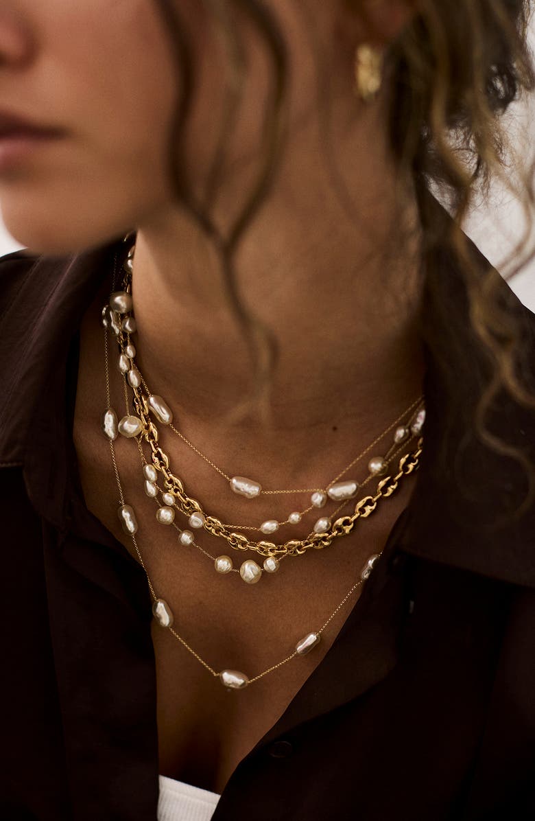 BaubleBar Blair Layered Faux Pearl Necklace, Alternate, color, Pearl