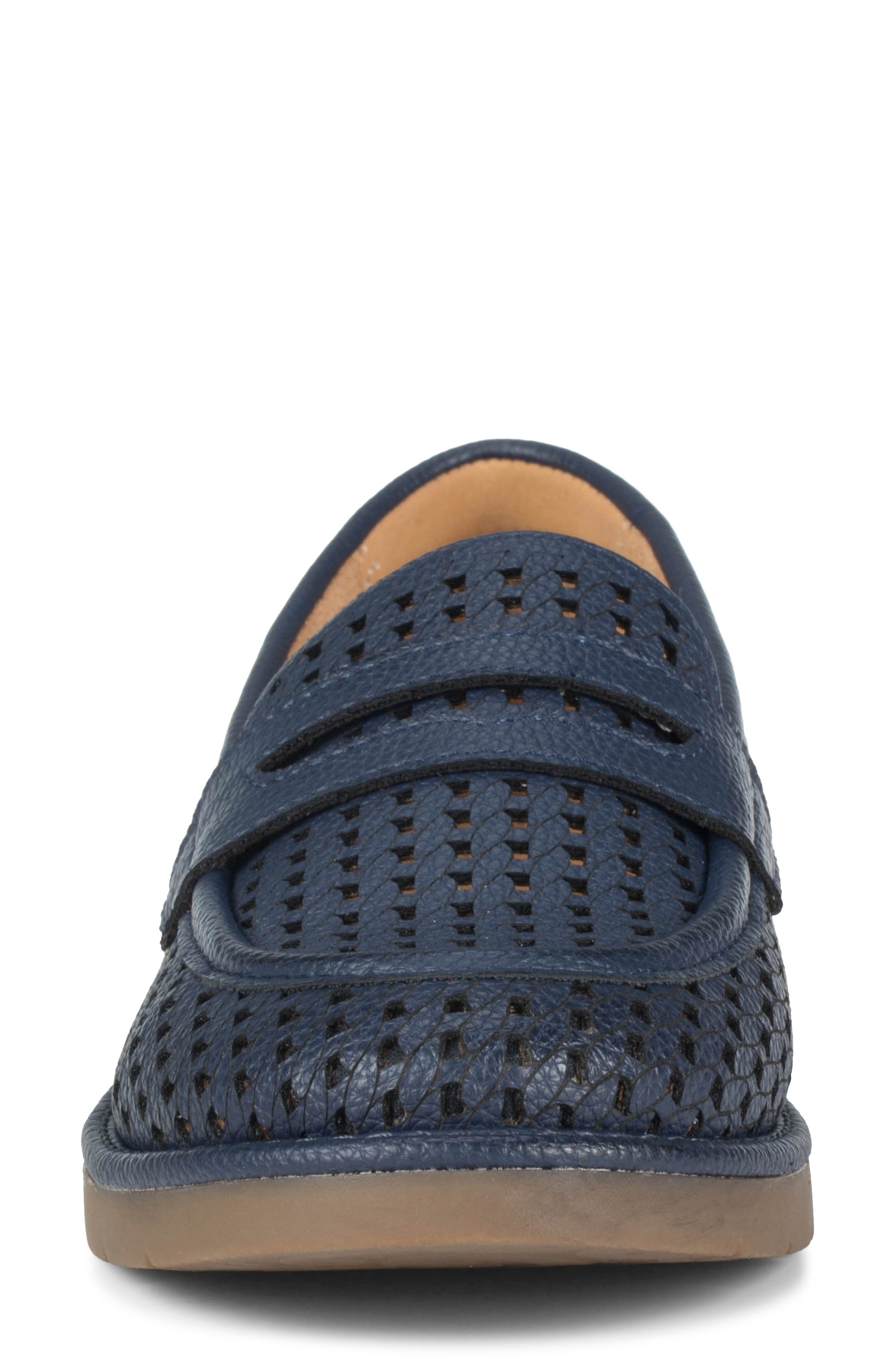 Calli Woven Faux Leather Loafer, Alternate, color, NAVY