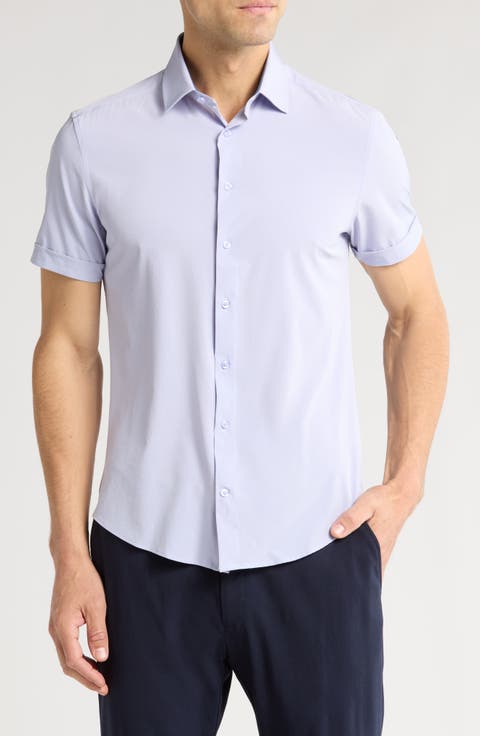 Microfiber Stretch Short Sleeve Button-Down Shirt