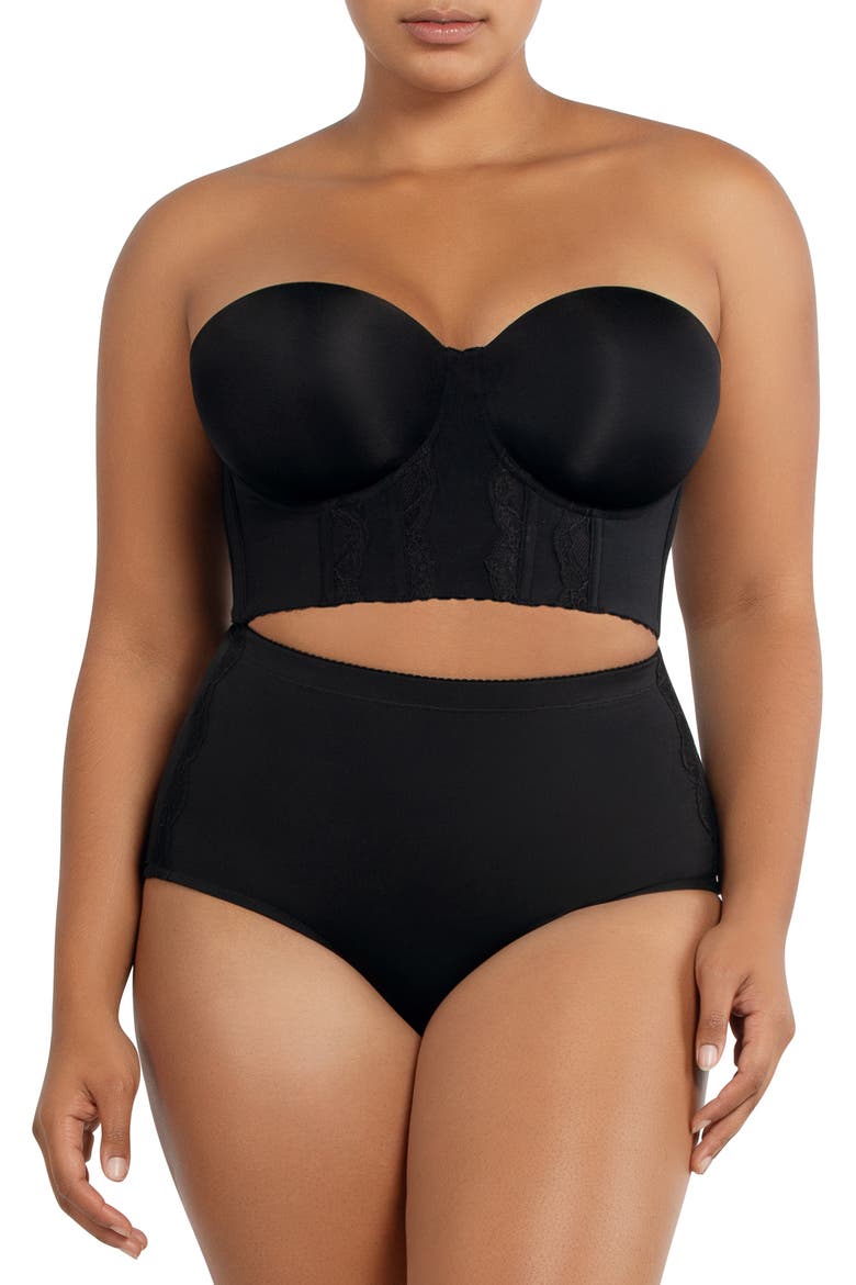 Elissa Full Busted Strapless Bustier, Main, color, BLACK