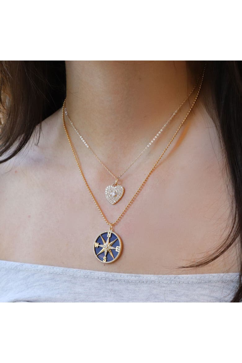 CZ Heart Padlock Necklace, Alternate, color, Gold Plated Sterling Silver