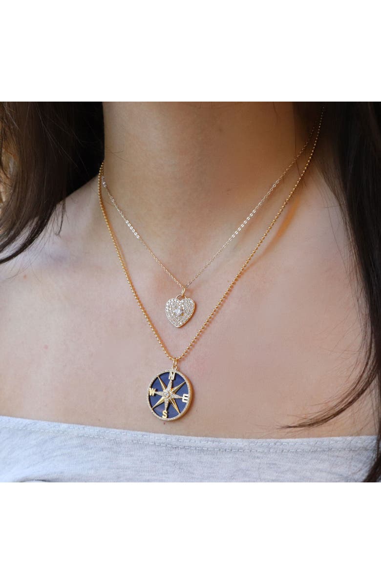 The Lovery Fine Jewelry CZ Heart Padlock Necklace, Alternate, color, Gold Plated Sterling Silver