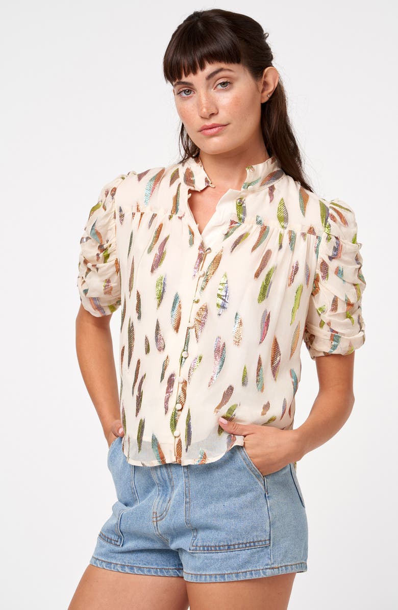 CIEBON Lissa Printed Button-Up Shirt, Alternate, color, Cream