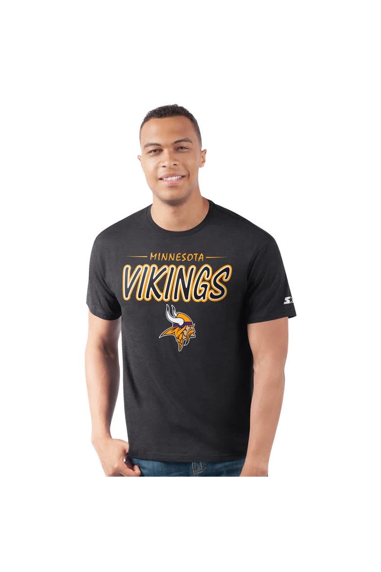 Men's Starter  Black Minnesota Vikings Prime Time T-Shirt, Alternate, color, Heather Black