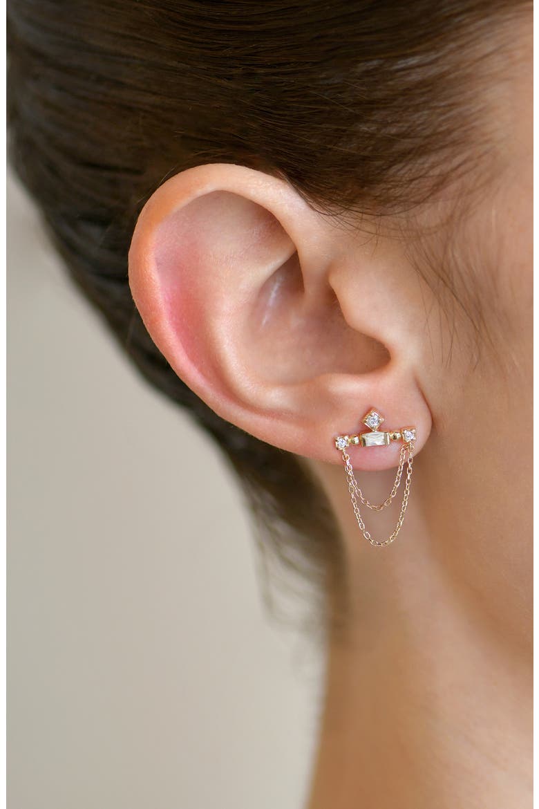 Cléo Bar Chain Drop Earrings, Alternate, color, YELLOW GOLD