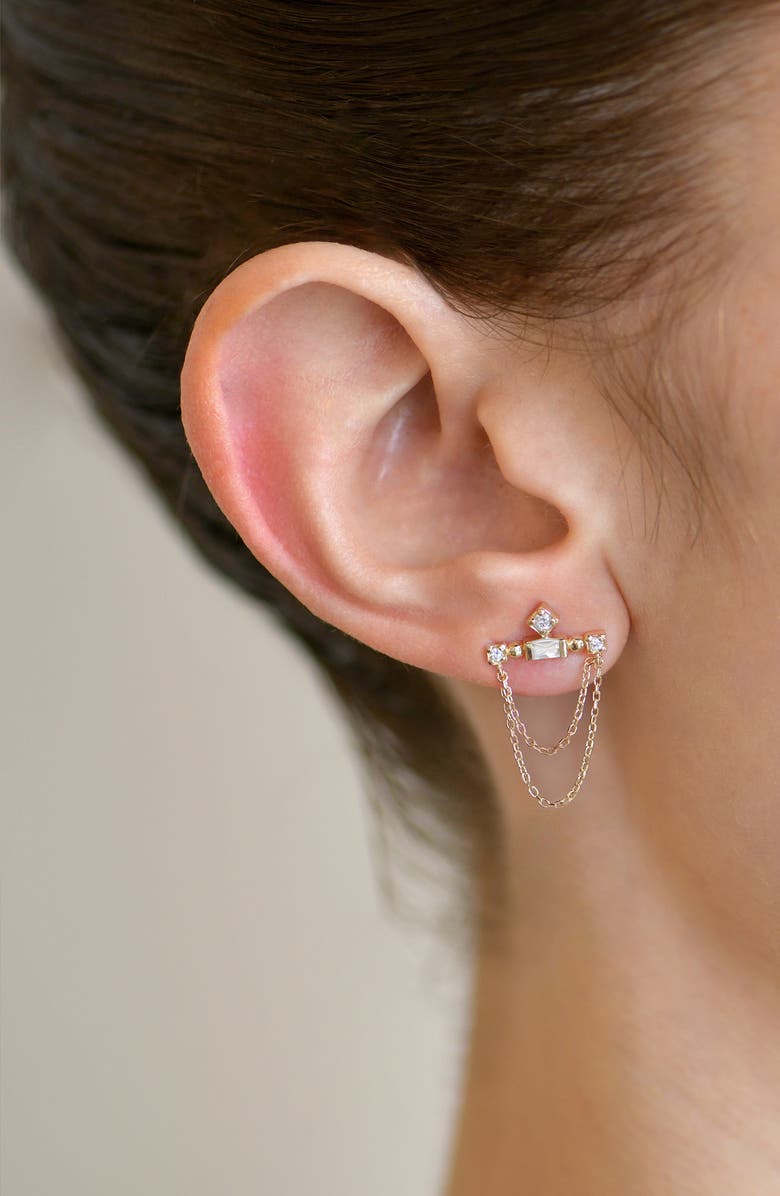 Anzie Cléo Bar Chain Drop Earrings, Alternate, color, Yellow Gold