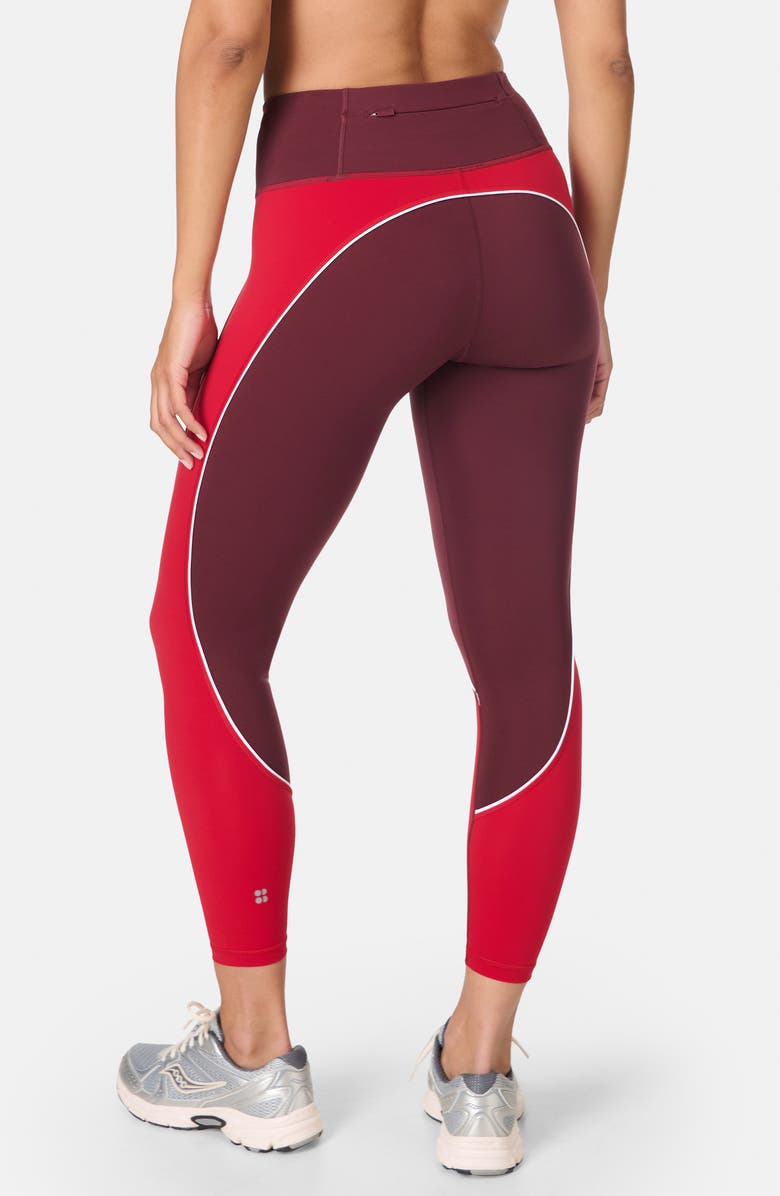 Sweaty Betty Power 7/8 Workout Pocket Leggings, Alternate, color, Garnet Red/ Pepperred White