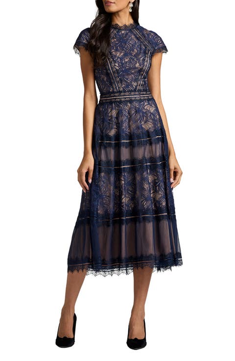 Lace Fit & Flare Cocktail Midi Dress