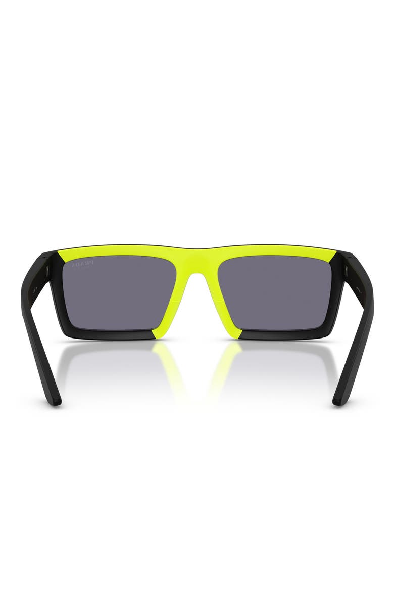 55mm Rectangular Sunglasses, Alternate, color, MATTE BLACK/ GREY MIRROR RED