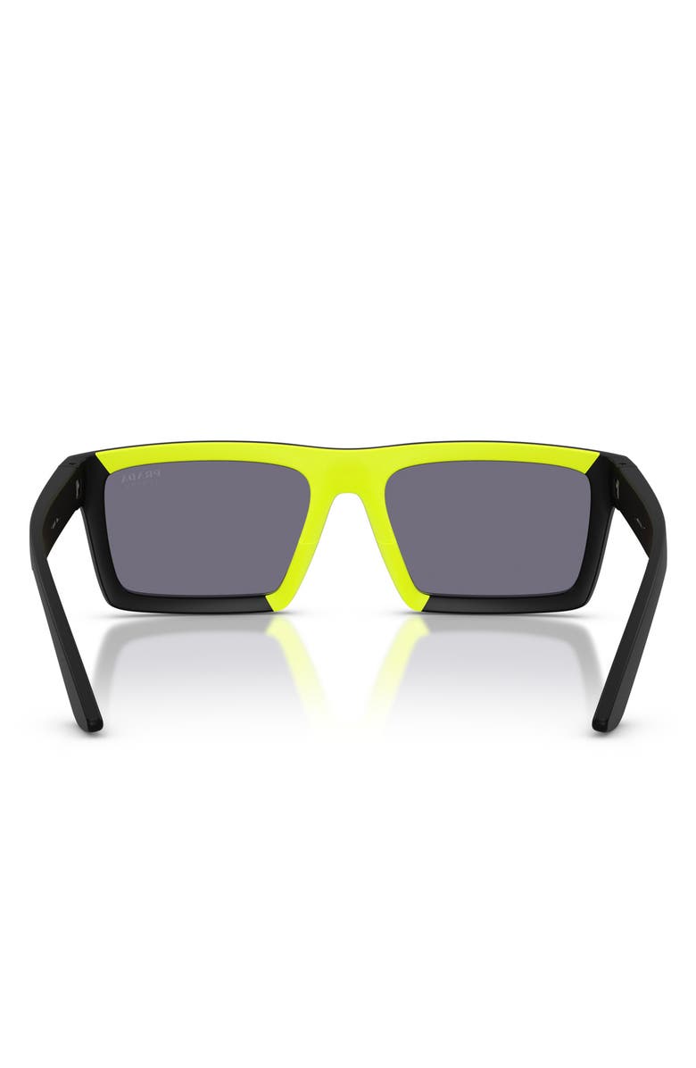 Prada Linea Rossa 55mm Rectangular Sunglasses, Alternate, color, Matte Black/ Grey Mirror Red