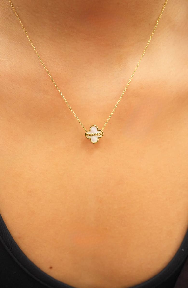 Argento Vivo Sterling Silver Mother of Pearl Clover Mama Pendant Necklace, Alternate, color, Gold