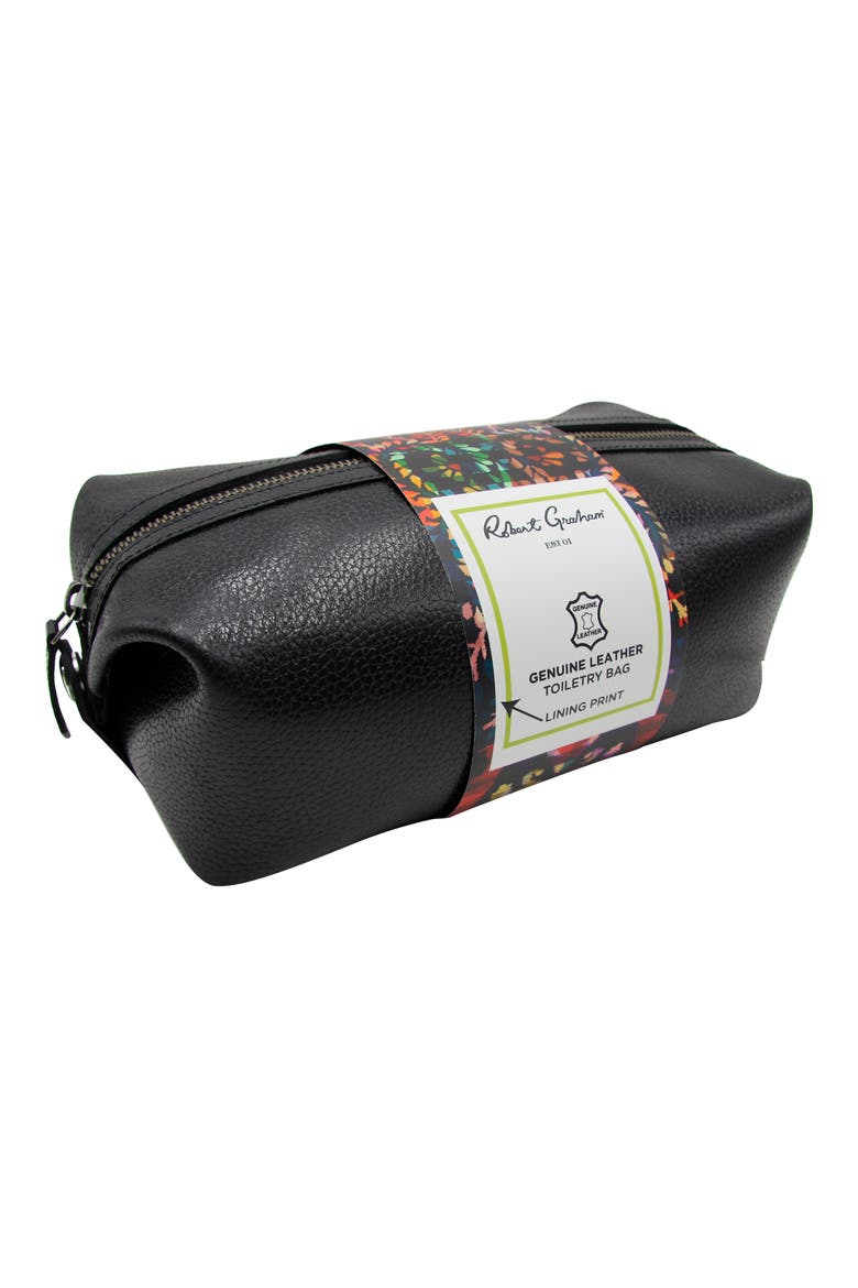 Manhattan Leather Dopp Kit, Alternate, color, BLACK