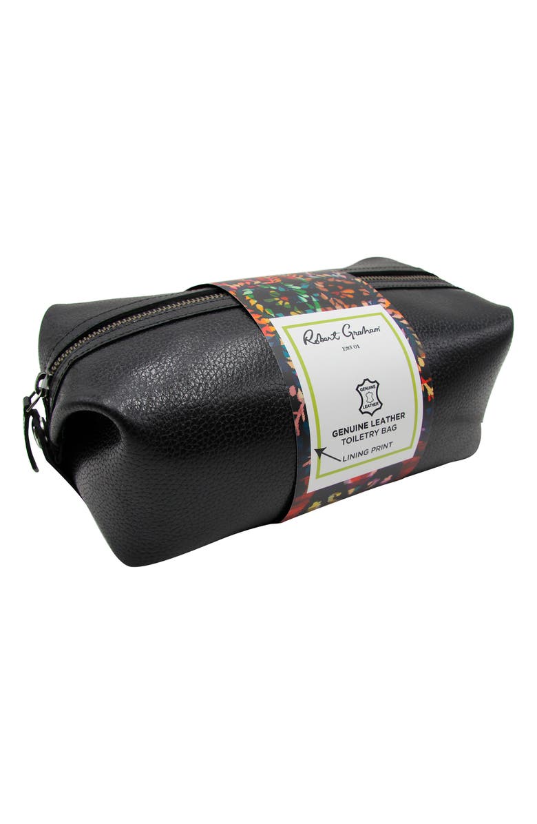 Robert Graham Manhattan Leather Dopp Kit, Alternate, color, Black