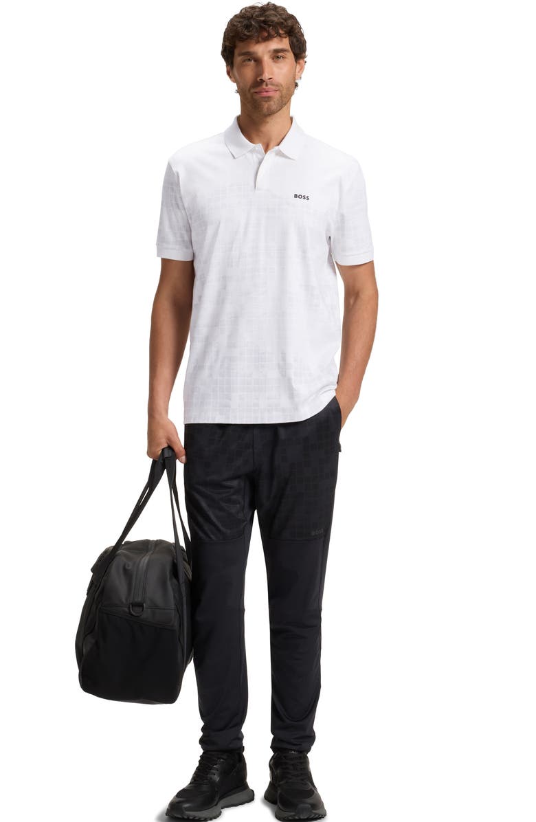 BOSS Grid Print Cotton Polo, Alternate, color, White