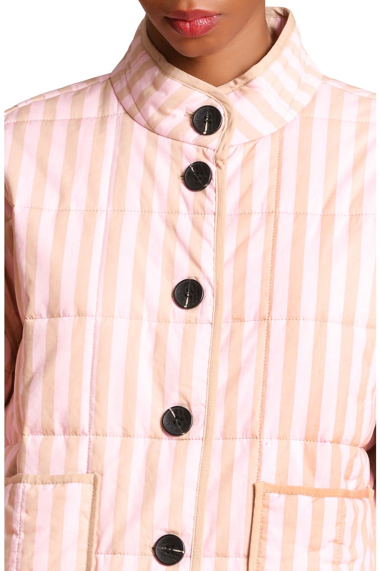 Stripe Boxy Quilted Cotton Blend Jacket, Alternate, color, PINK-TAUPE STRIPE