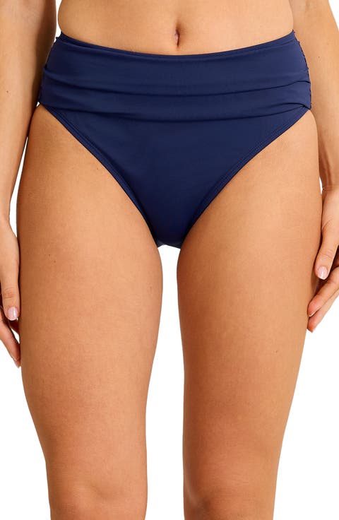 Pearl Ruched High Waist Bikini Bottoms