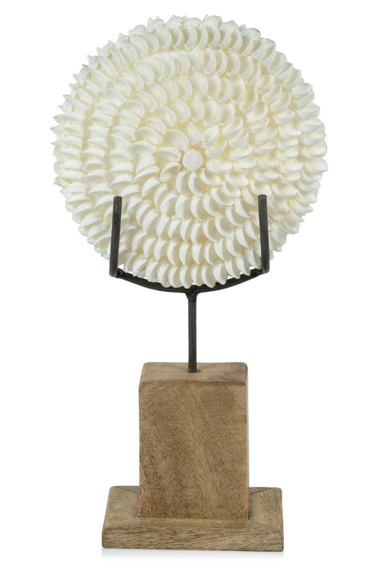 Clamrose Seashells on Wooden Stand, Main, color, IVORY/ NATURAL