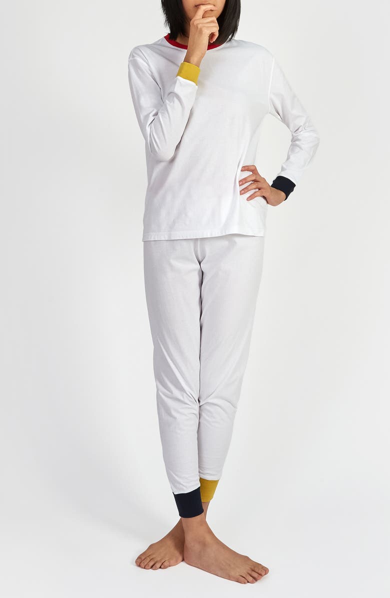 Sleepy Jones Helen Lounge Set, Main, color, White Colorblock