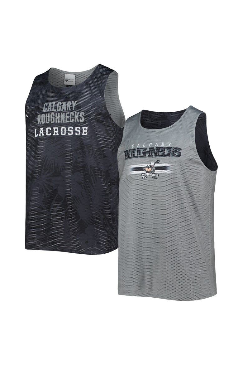 Men's FOCO Black/Gray Calgary Roughnecks Reversible Mesh Tank Top, Main, color, Black