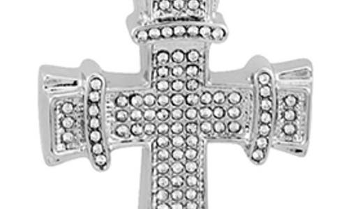 American Exchange Stainless Steel Pavé Crystal Cross Pendant Necklace In Silver