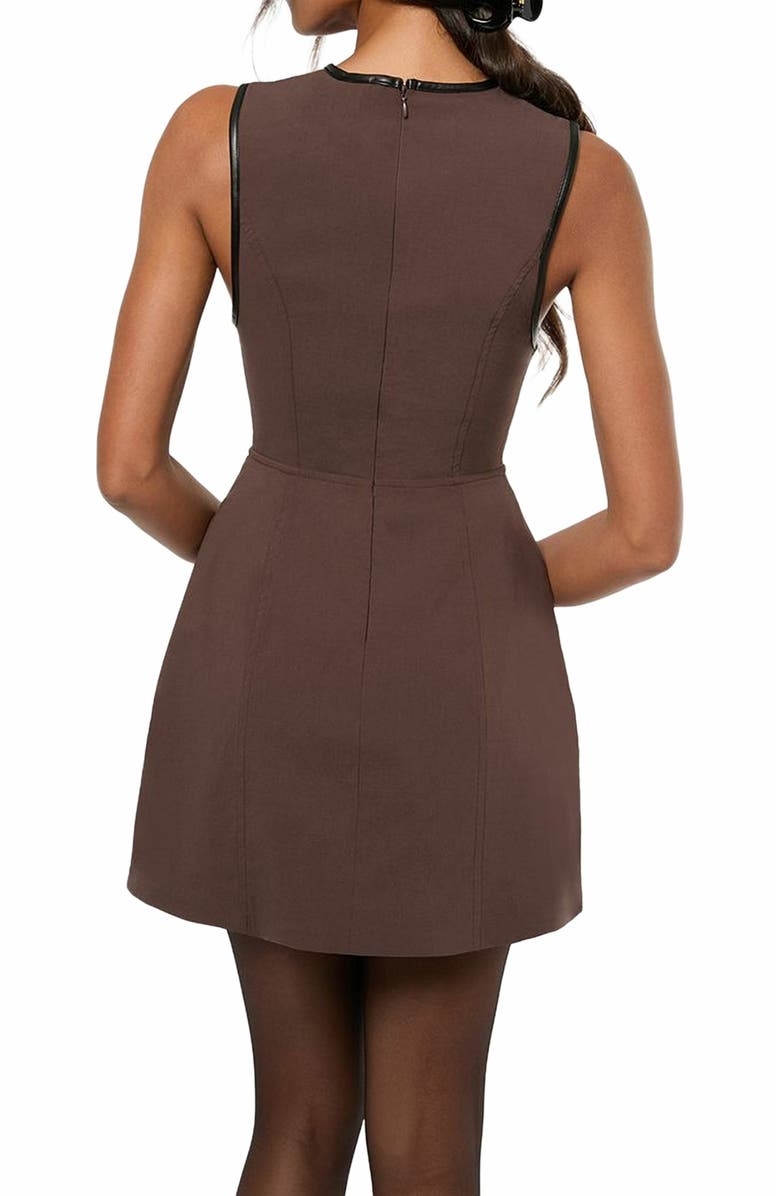 WeWoreWhat Vegan Leather Piped Peplum Mini Dress, Alternate, color, 