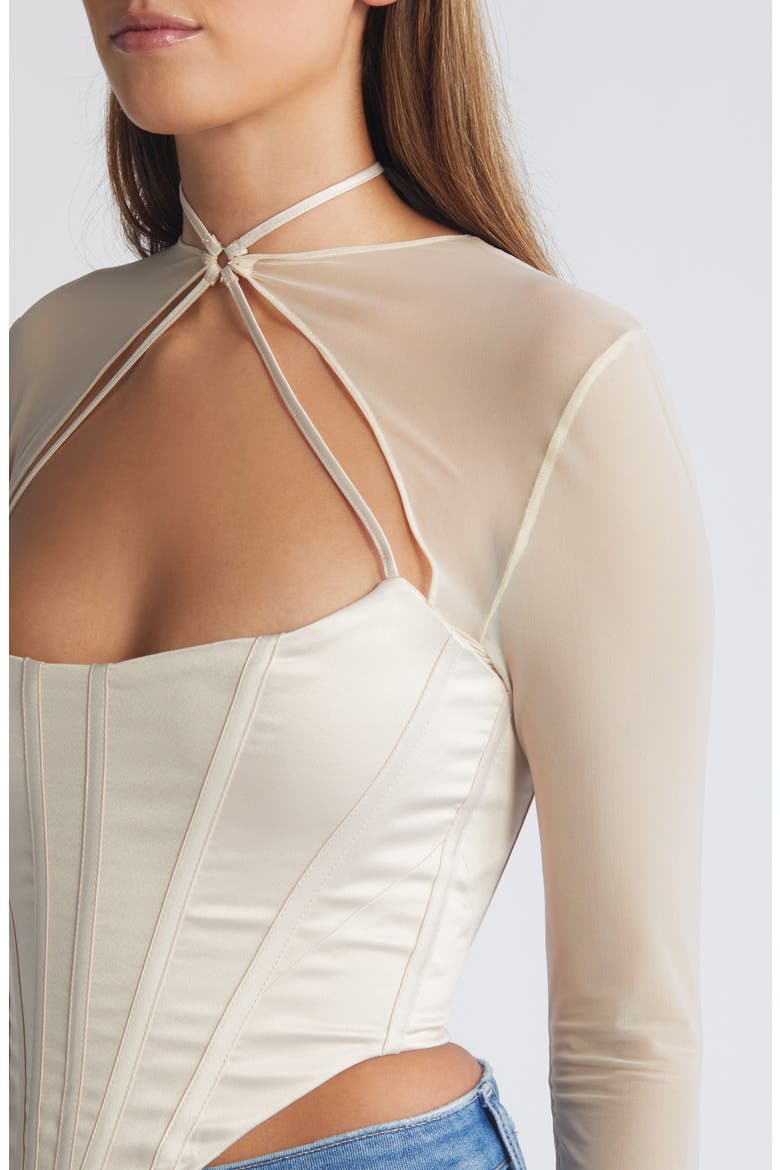 Know You Long Sleeve Corset Top, Alternate, color, VANILLA