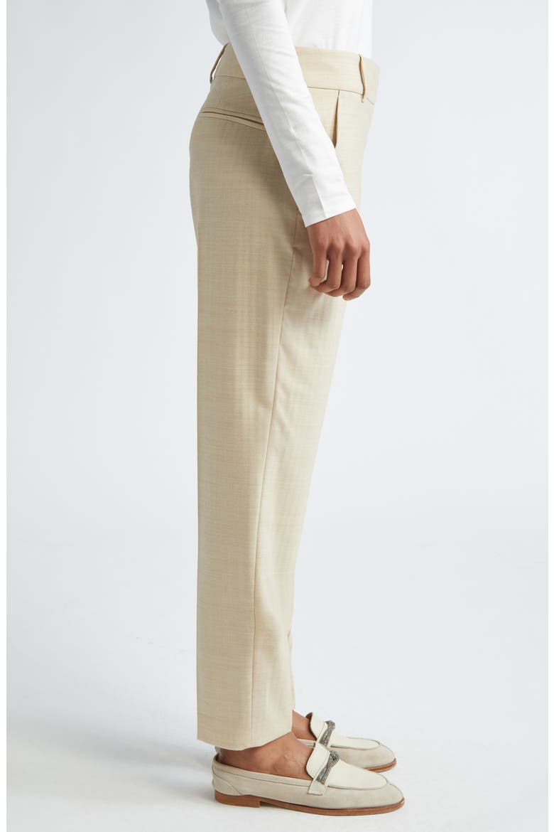 Herringbone Stretch Wool Ankle Pants, Alternate, color, TAN