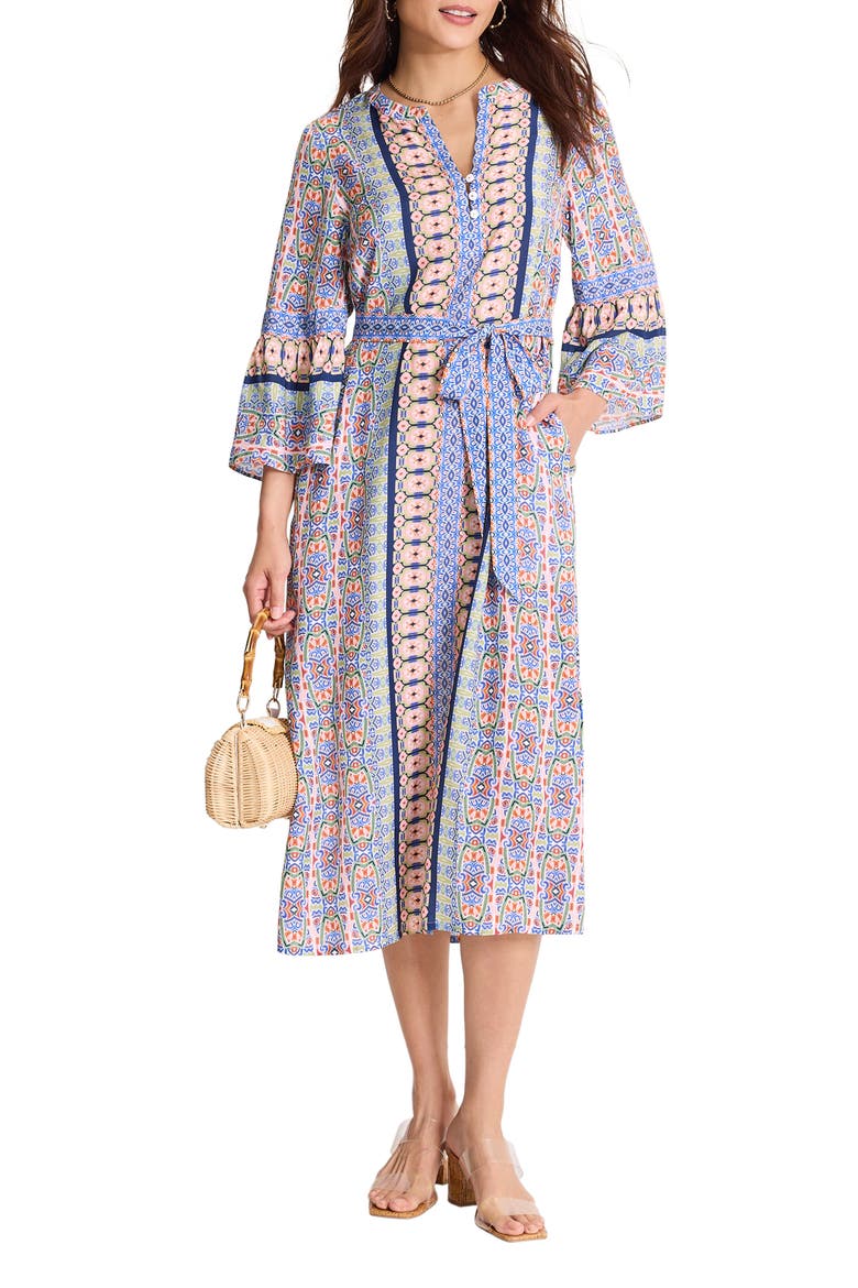 Mosaic Cove Mixed Print Dress, Main, color, PEACH BLOSSOM