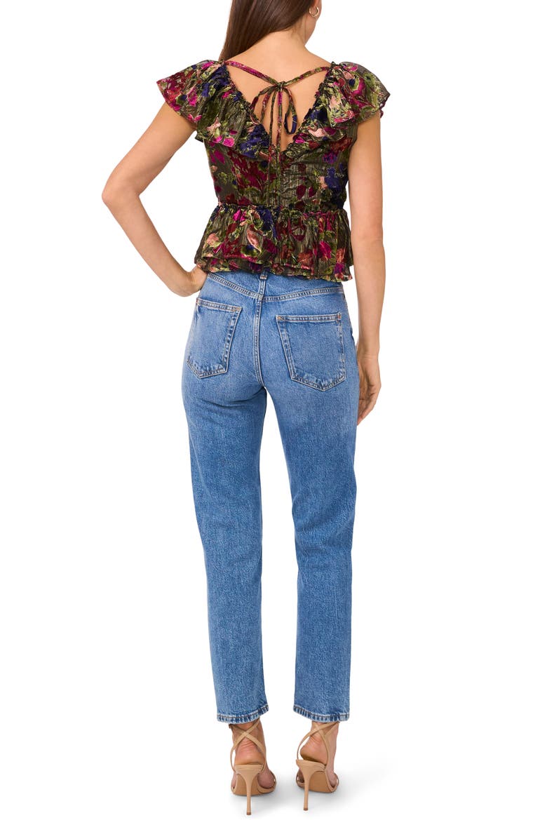 Parker The Cara Ruffle Peplum Top, Alternate, color, Black Multi