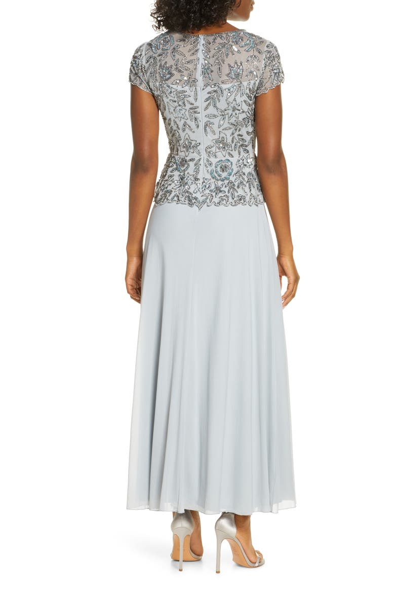Beaded Mesh Mock Two-Piece Gown, Alternate, color, ICE