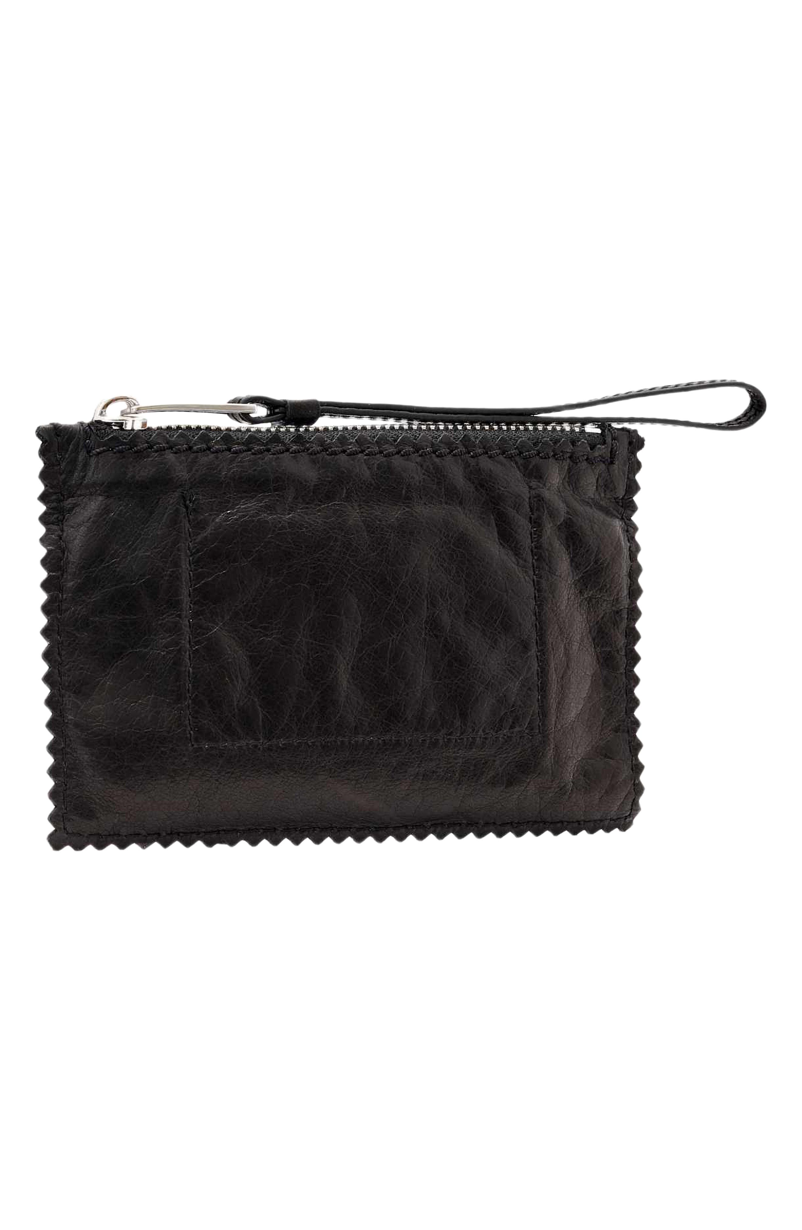 Siloh Mini Leather Pouch, Alternate, color, BLACK