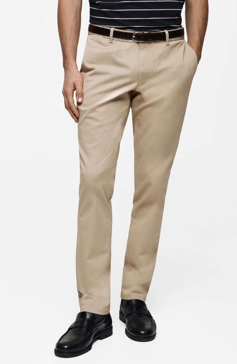 MANGO Serge Slim Fit Twill Chino Pants, Main, color, Beige