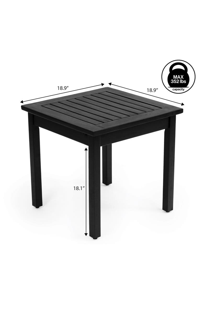 JONATHAN Y Archer 18.9" Modern Classic Square Slatted Solid Acacia Wood Indoor/Outdoor Adirondack Side Table, Alternate, color, Black
