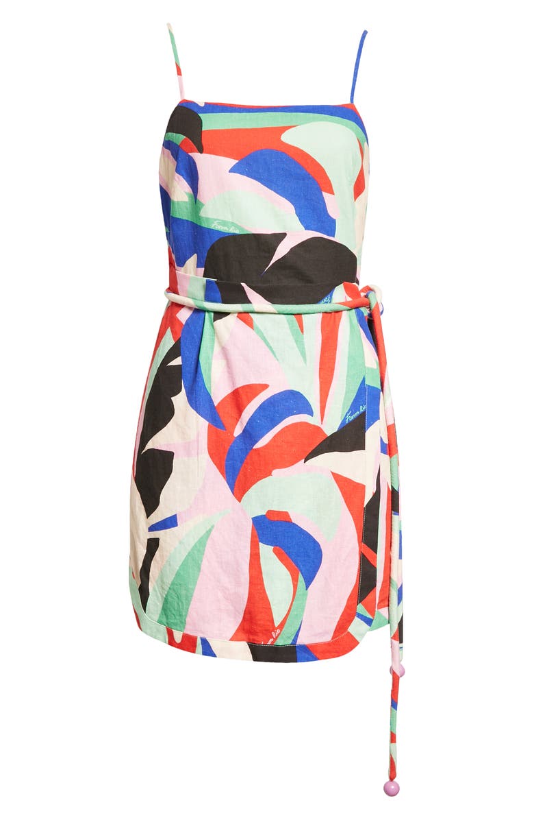 FARM Rio Monstera Leaf Linen Blend Sundress, Alternate, color, 